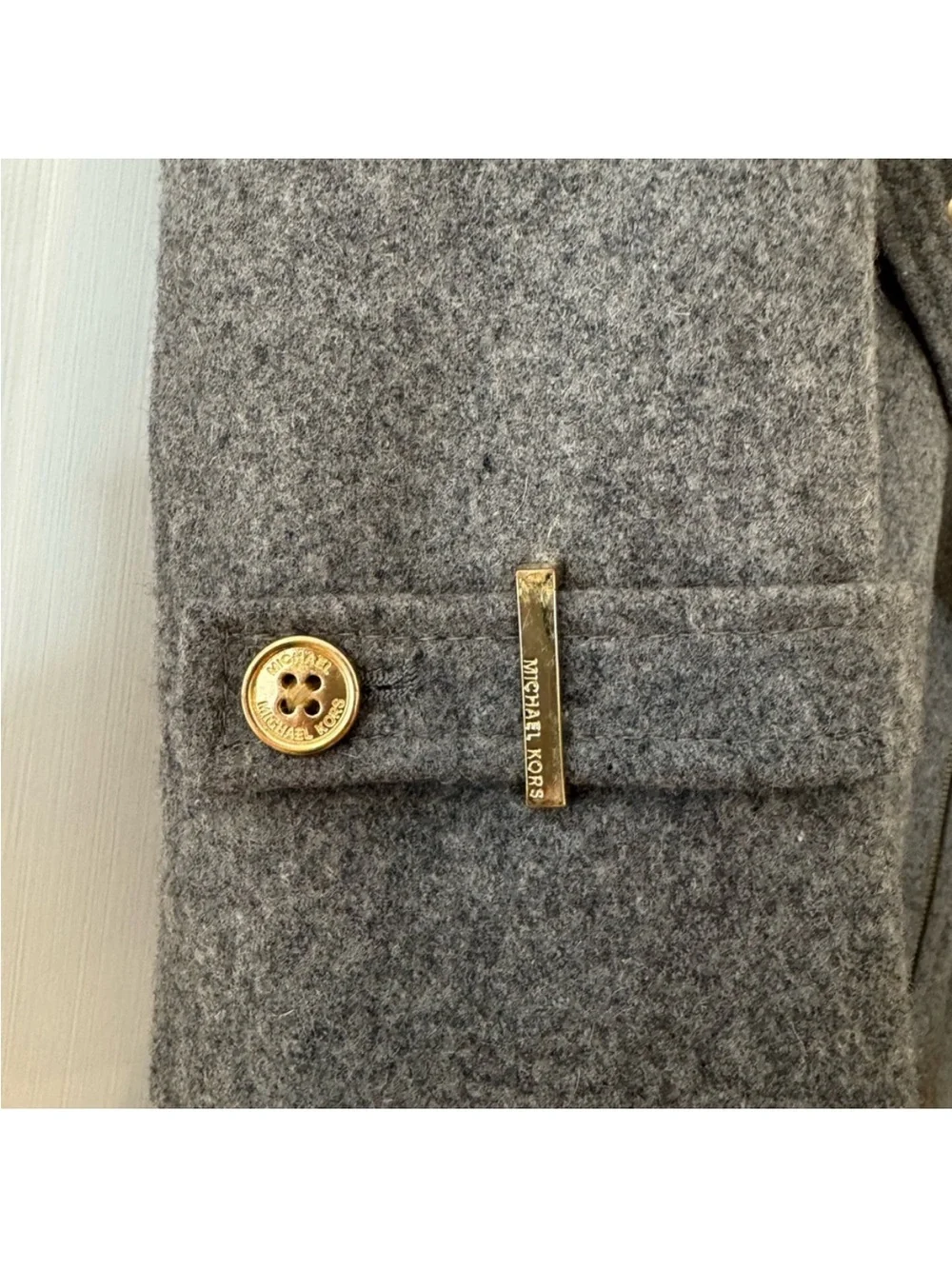 Michael Kors Gray Belted Wool-Blend Trench Coat